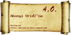 Abonyi Oriána névjegykártya